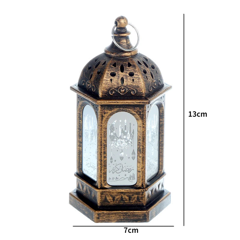 Ramadan LED Lantern — Etched Islamic Motif Table Decor