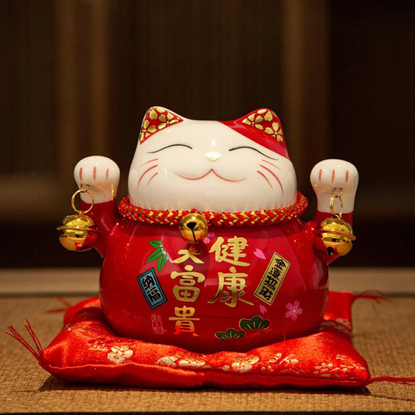 2026 New Year's Wealth Cat Ornament Blessing Message Painted Ceramic Kitten Home Decors Festival Party Gift For Family Friend