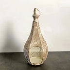 Moroccan Iron Lantern — Hand-Pierced Hanging Candle Holder