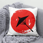 Lucky Cat & Mount Fuji Cushion Cover — Japanese Art Pillow