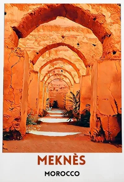 Casablanca & Marrakesh Travel Poster — Moroccan Architecture Canvas Print