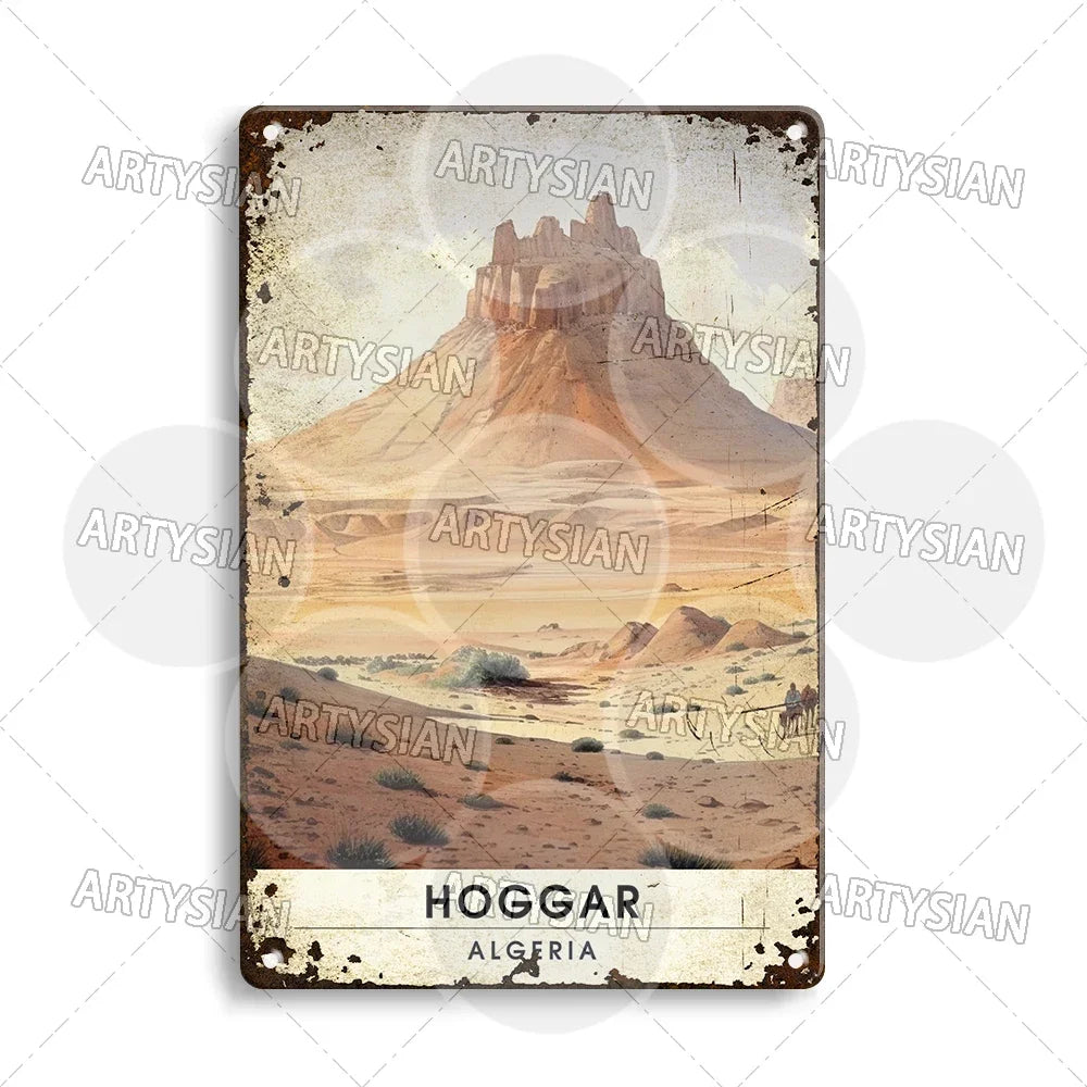 Maghreb Cityscape Metal Sign — North African Travel Wall Décor