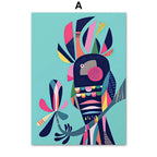 Abstract Wildlife Canvas Print — Geometric Animal Wall Art