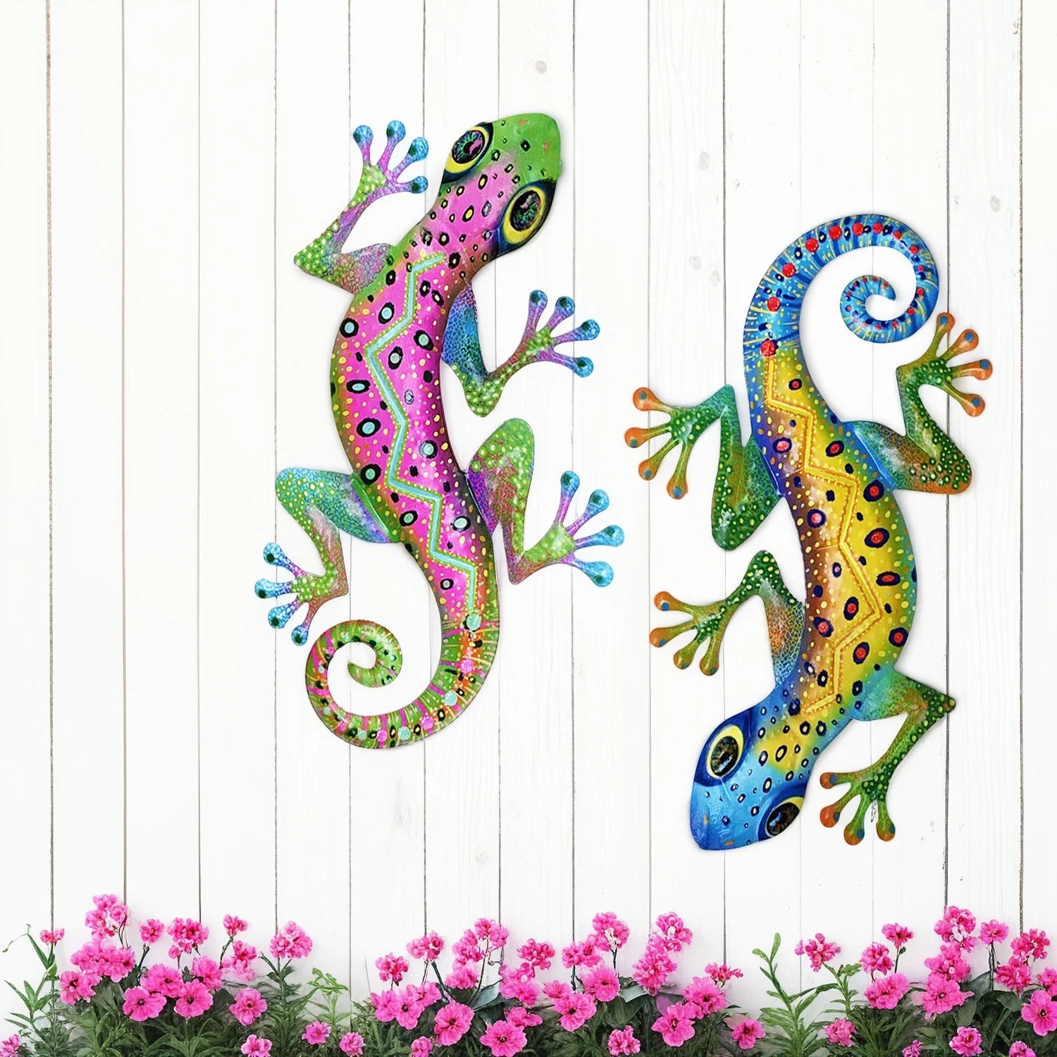 Large 3D Metal Gecko Wall Sculpture — Indoor & Outdoor Iron Lizard Art