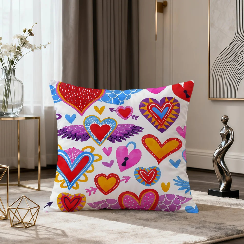 Milagro Sacred Heart Pillow Cover — Mexican Folk Art Cushion Cover
