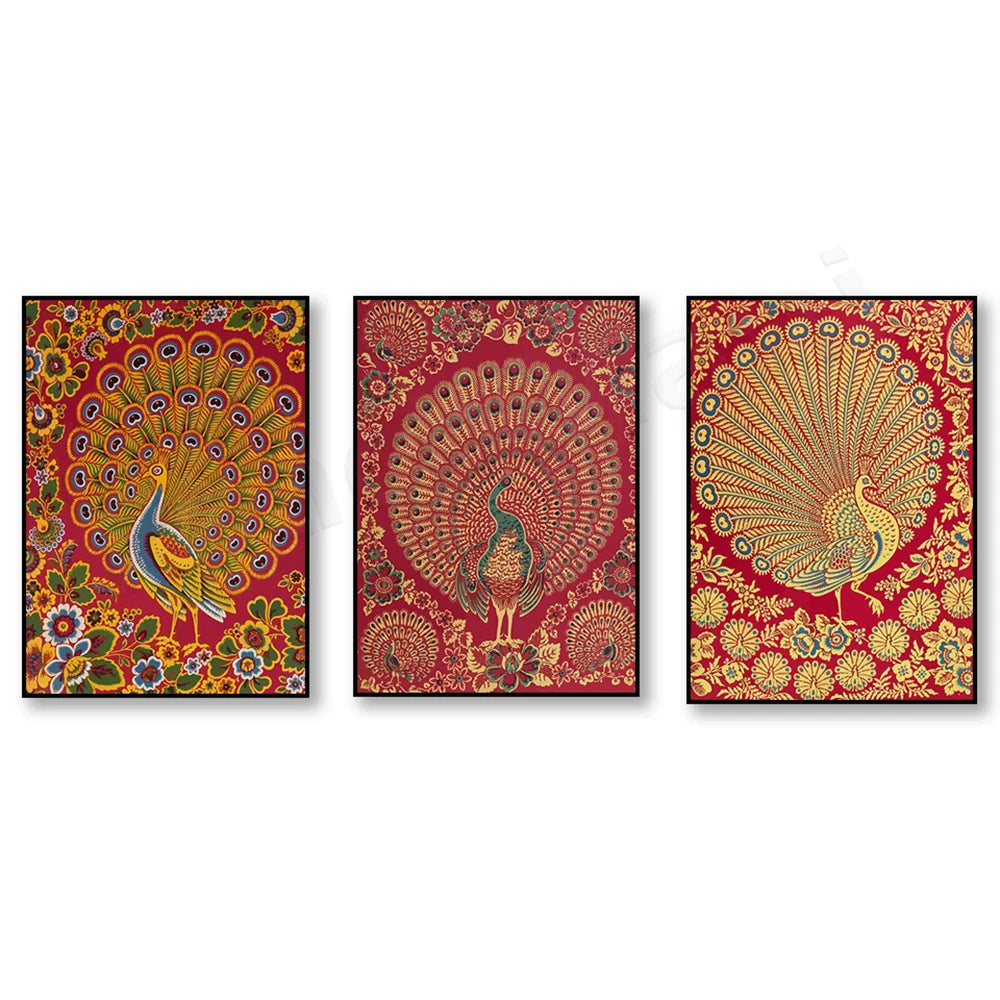 Rajasthani Peacock Canvas Print — Indian Wall Art