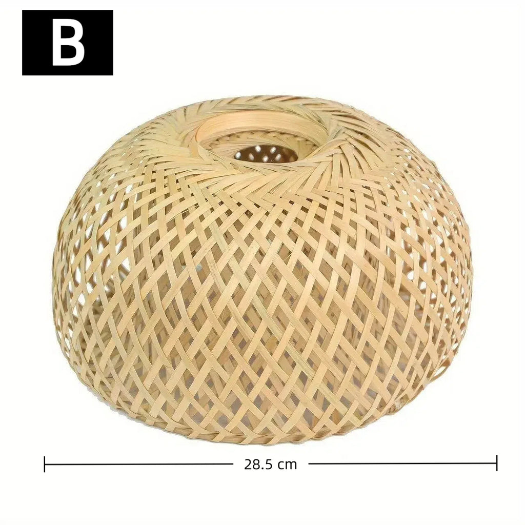 Handwoven Bamboo Pendant Lamp Shade – Filipino Rattan-Style Ceiling Light Cover
