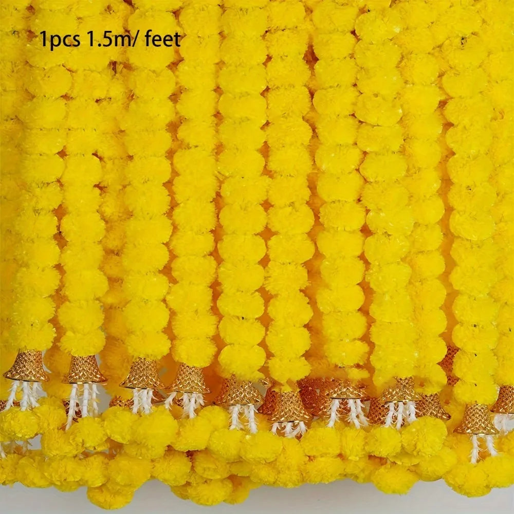Artificial Marigold Garland — Indian Pooja & Wedding Décor
