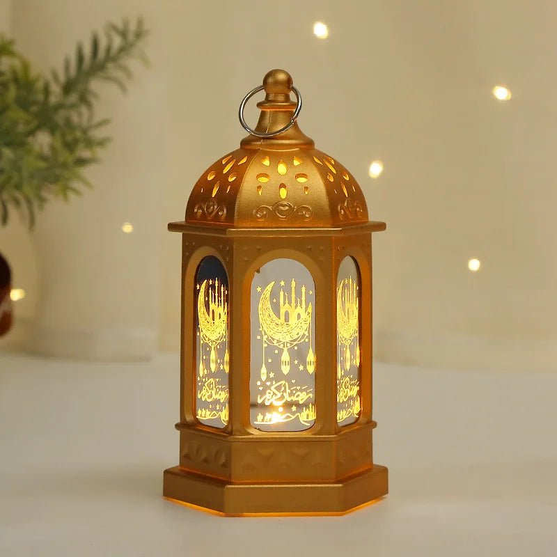 Ramadan LED Lantern — Etched Islamic Motif Table Decor