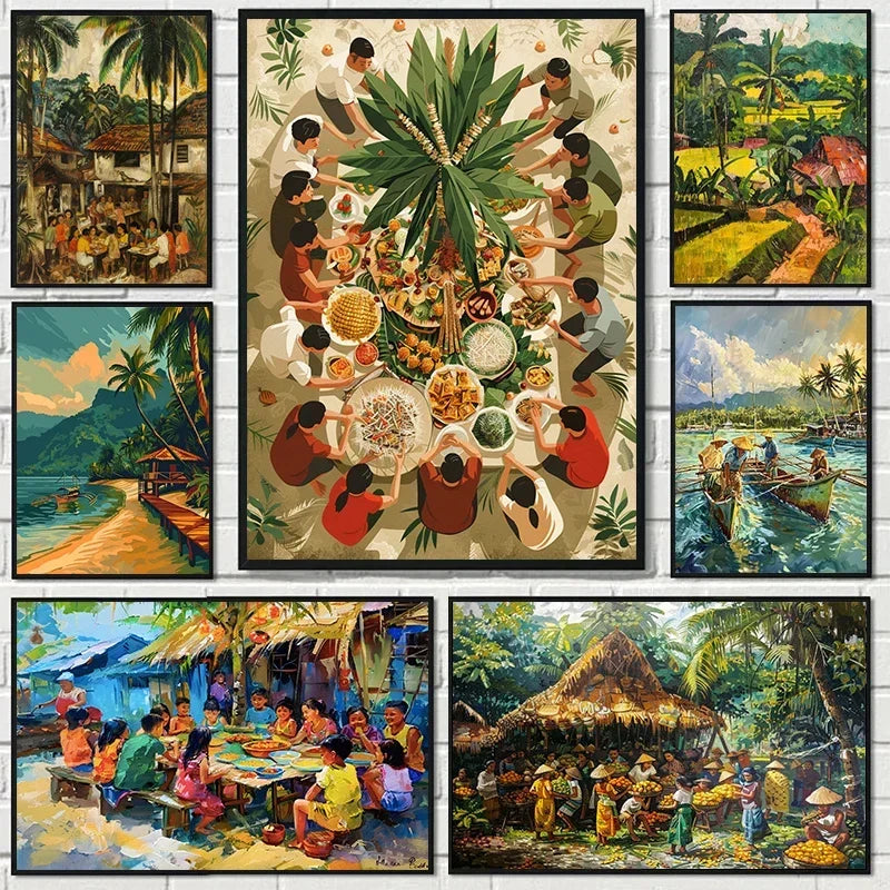 Filipino Landscape Canvas Print — Cuisine, Fishing & Nature Wall Art