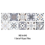 10pcs Blue & Gray Matte Surface Wall Sticker Film For Tiles /Ground in Kitchen Backsplash Floor PVC Art Wallpaper Peel & Stick