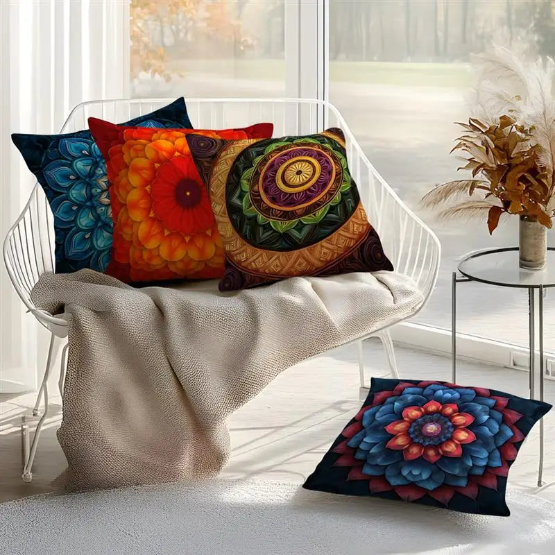 Bohemian Mandala Throw Pillow Cover