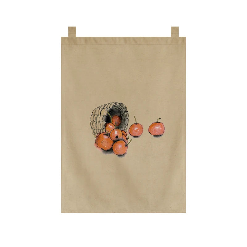 Japanese Tea Room Noren Curtain — Koi Fish & Kanji Calligraphy Panel Set