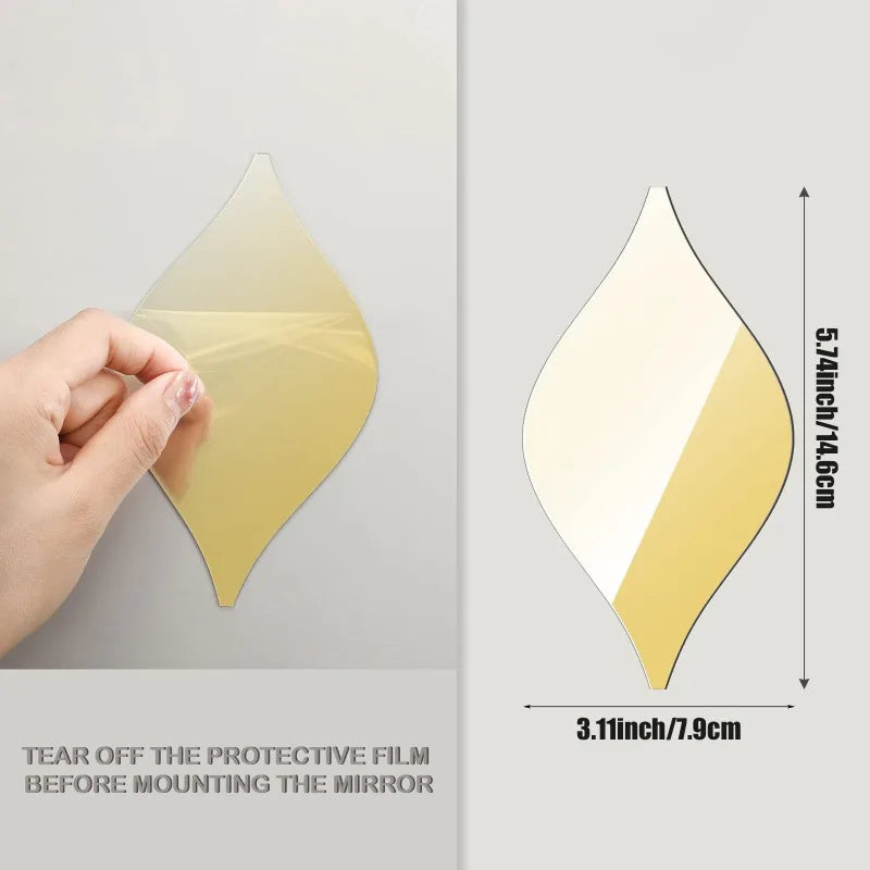 Teardrop Acrylic Mirror Wall Tiles – Self-Adhesive Home Décor Set