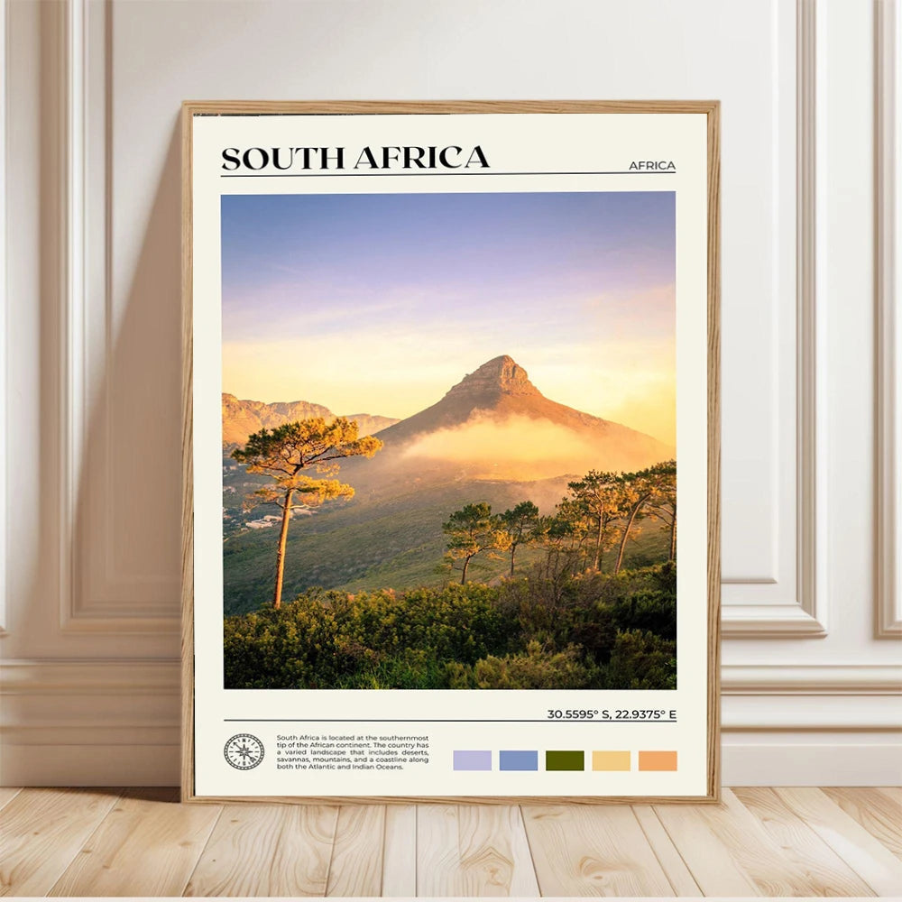 African Travel Wall Art — Minimalist Destination Canvas Print, 24 Designs