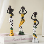 African Women Sculpture Set — 3-Piece Resin Figurines