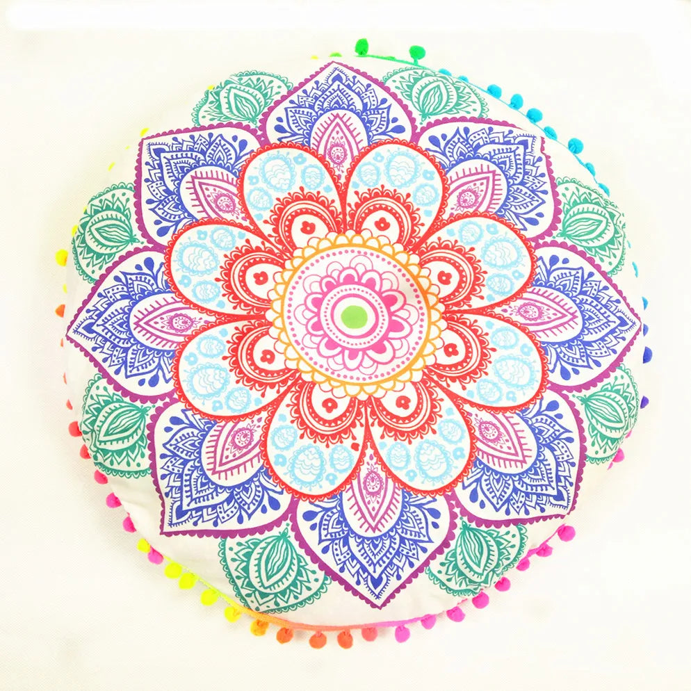 Moroccan Mandala Floor Cushion Cover — Round Bohemian Tatami Seat Cover