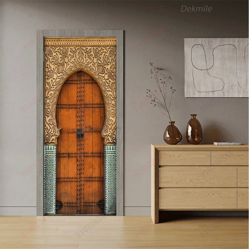 Moroccan Arch Door Mural — Islamic Geometric Wall Sticker