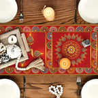 Diwali Elephant Table Runner — Red & Gold Festive Décor