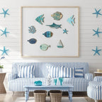 Rustic Ocean Fish Wall Art — 10-Piece Wooden Decorative Plates
