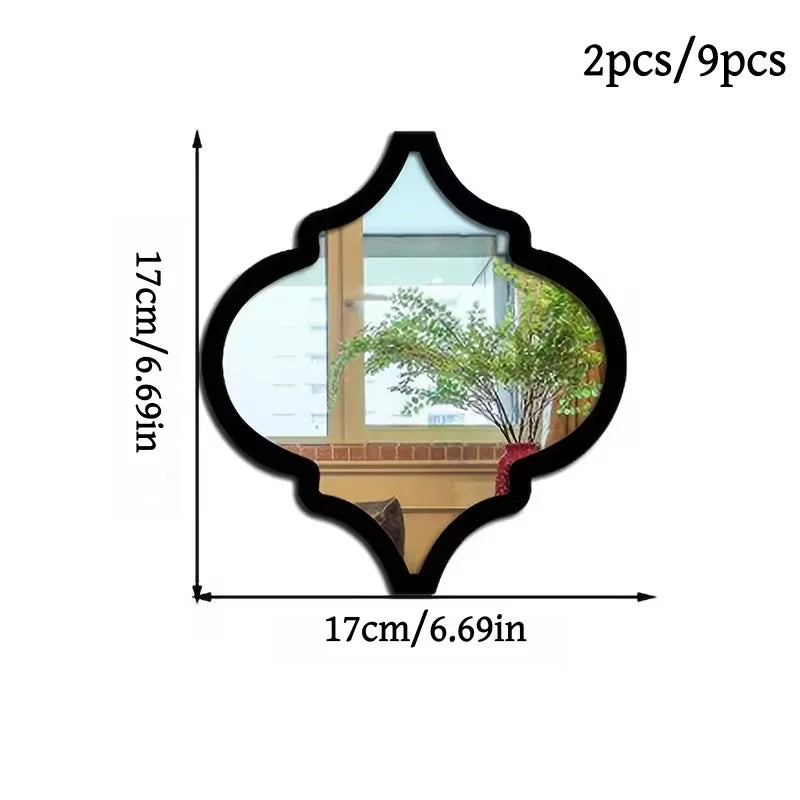 Moroccan-Style Wall Mirror Set – Classic Black Geometric Design