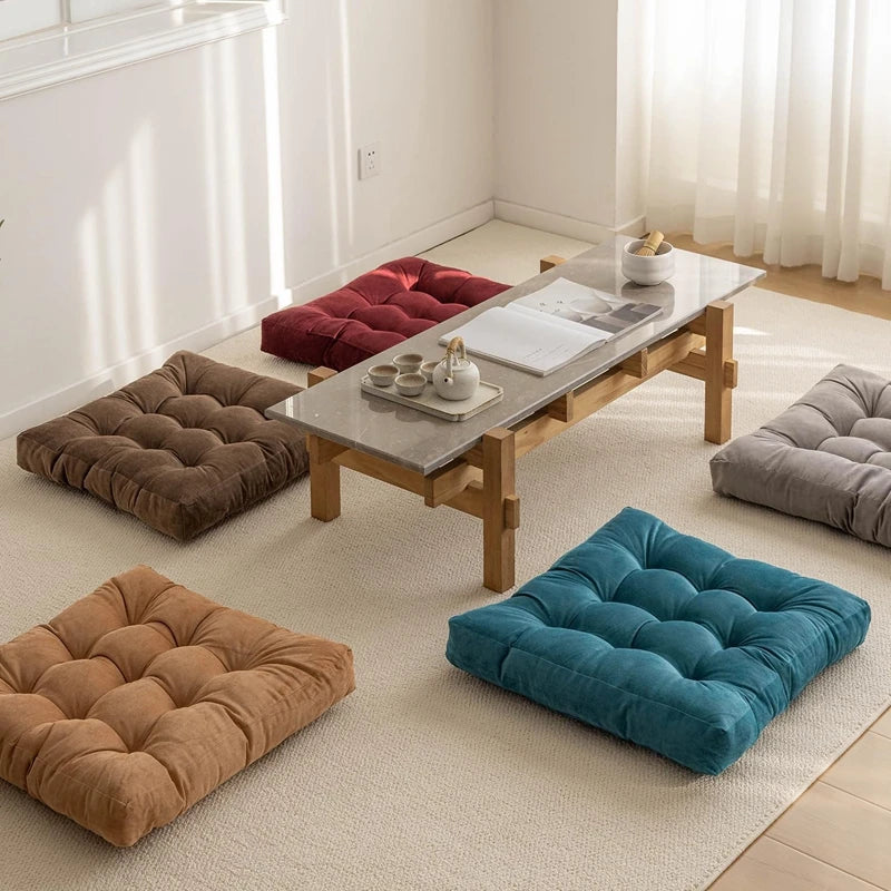 Square Floor Meditation Pillow — Tufted Yoga & Seating Cushion