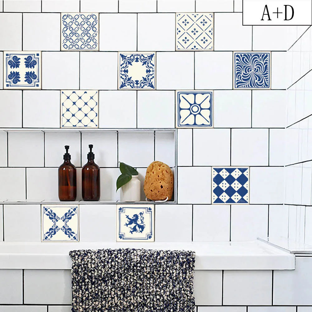Mosaic Tile Wall Stickers — 20-Piece Peel & Stick Kitchen & Bath Decals