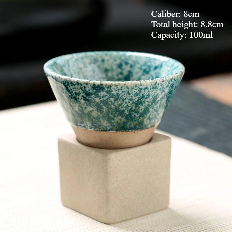 Japanese Style Retro Ceramic Coffee Cup Rough Pottery Tea Cup Latte Pull Flower Porcelain Cup Pottery Mug For Home Coffee Mug