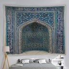Blue Moroccan Arch Tapestry — Islamic Geometric Wall Hanging