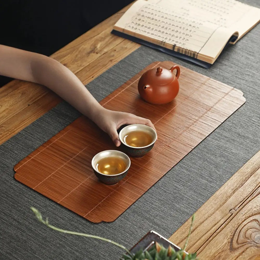 Woven Bamboo Tea Mats, Set of 2 — Japanese-Style Heat-Resistant Tea Ceremony Mats