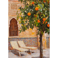 Moroccan Courtyard Mosaic Canvas Print — Mediterranean Arch Wall Art