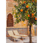 Moroccan Courtyard Mosaic Canvas Print — Mediterranean Arch Wall Art