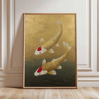 Vintage Koi Fish Canvas Print — Japandi Aesthetic Wall Art