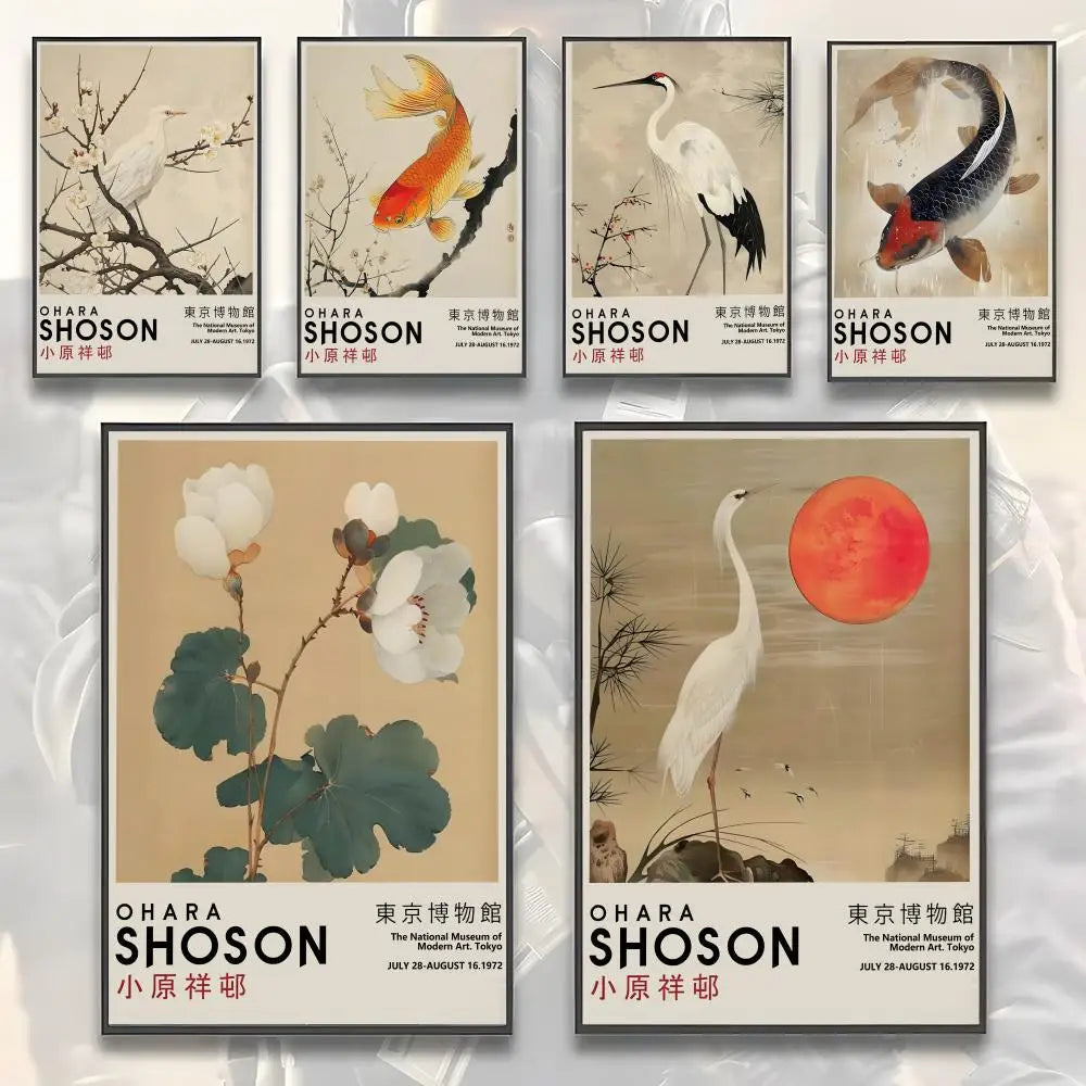 Ohara Koson Crane Print — Vintage Japanese Kachō-e Wall Art