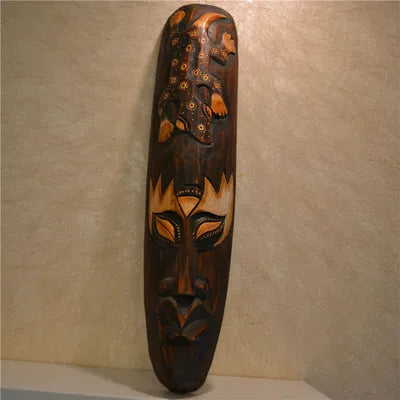 Hand-Carved African Stone Mask — Wooden Wall Hanging