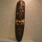 Hand-Carved African Stone Mask — Wooden Wall Hanging