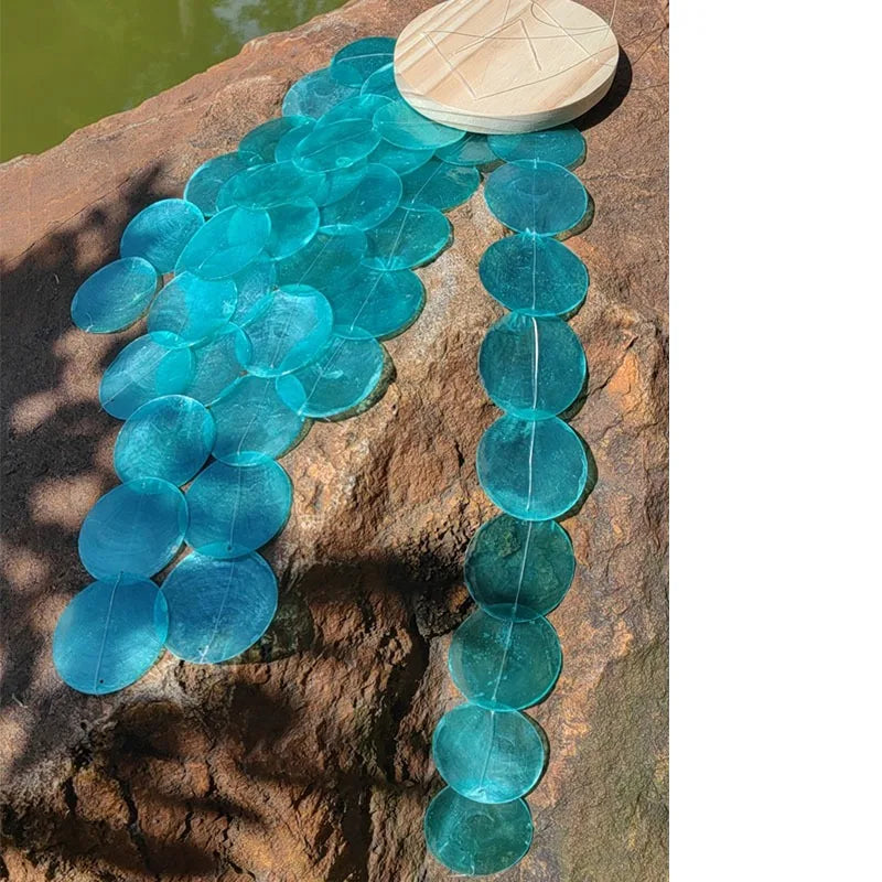 Natural Rainbow Capiz Shell Wind Chime – Handwoven Hanging Ornament