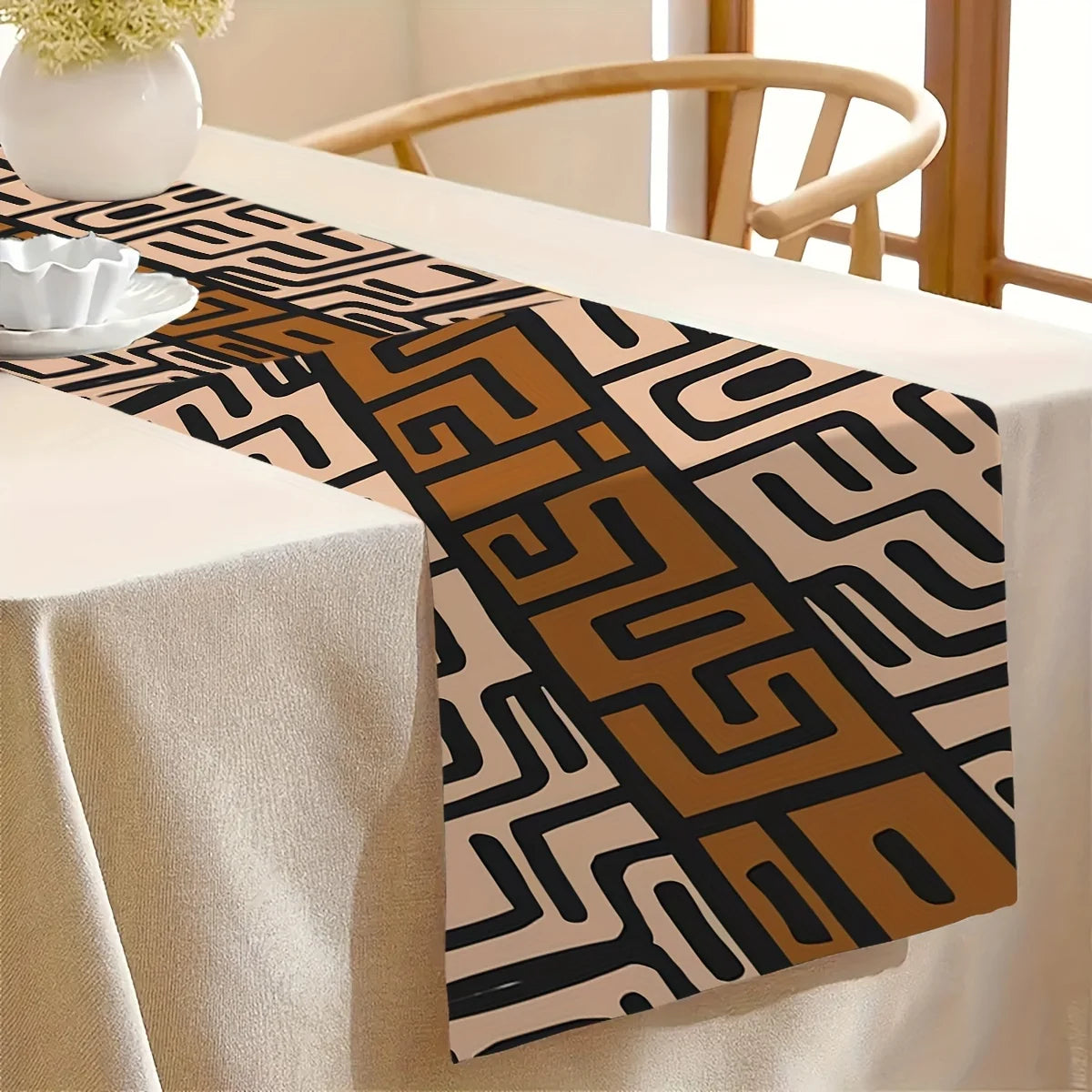 African Ethnic Tribal Linen Table Runner Holiday Party Decor Vintage Geometric Pattern Kitchen Dining Table Runners Home Decor