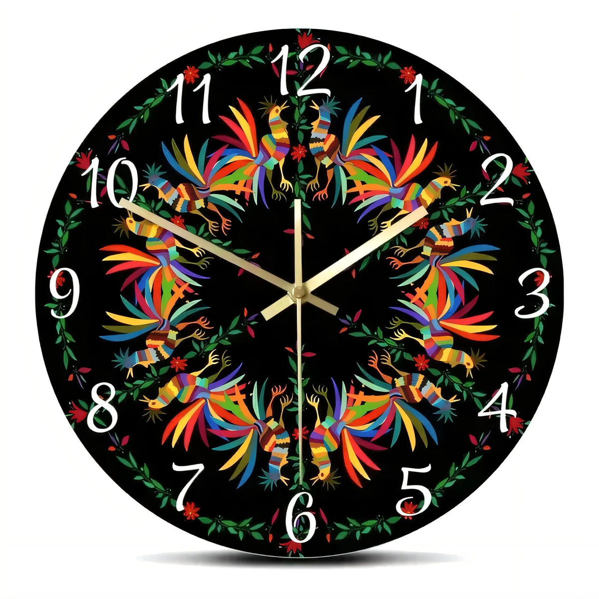 Otomi Bird Wall Clock — Mexican Folk Art Home Décor