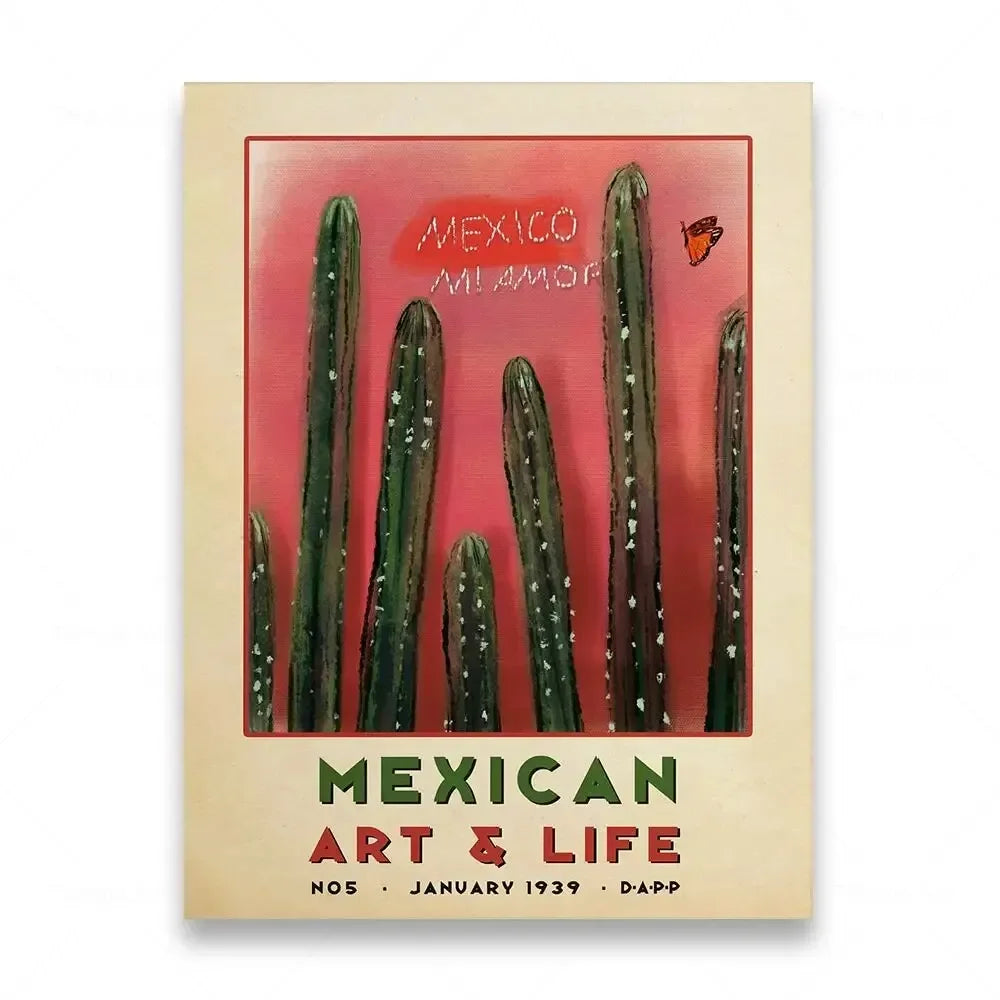 Mexican Folk Art Canvas Print — Vintage-Style Wall Art Poster