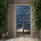 Great Wave Noren Door Curtain — Japanese Linen Half Curtain