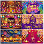 Happy Diwali Backdrop — Diya & Lotus Festival Photo Banner, 25 Designs