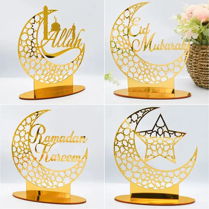 Ramadan & Eid Acrylic Tabletop Ornament – Islamic Home Décor Stand