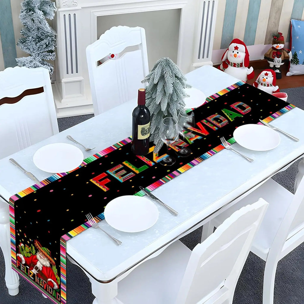 Feliz Navidad Mexican Christmas Table Runner – Serape Stripe