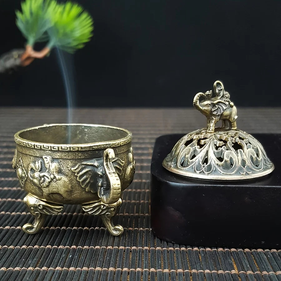 Brass Elephant Incense Burner — Handcrafted Indian Sculpture