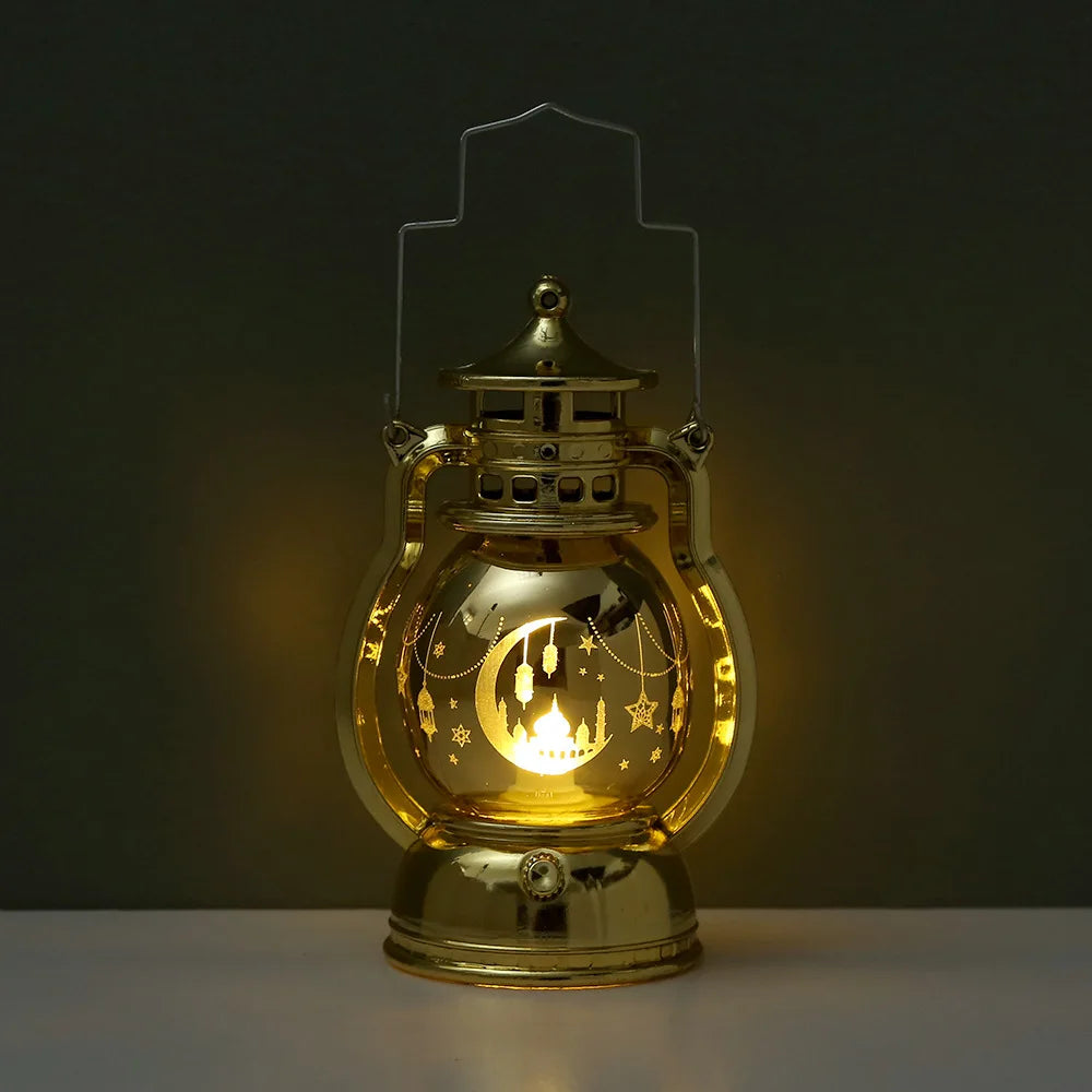Ramadan LED Lantern — Etched Islamic Motif Table Decor