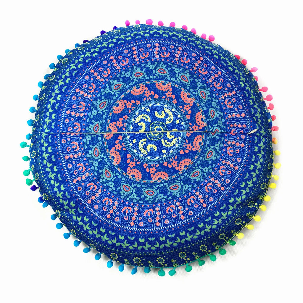 Moroccan Mandala Floor Cushion Cover — Round Bohemian Tatami Seat Cover