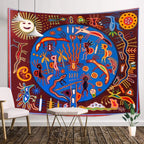 Huichol Sun & Moon Yarn Art Tapestry — Mexican Folk Wall Décor