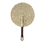 Handwoven Seagrass Fan — Boho Striped Décor
