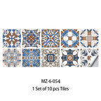 10pcs Blue & Gray Matte Surface Wall Sticker Film For Tiles /Ground in Kitchen Backsplash Floor PVC Art Wallpaper Peel & Stick